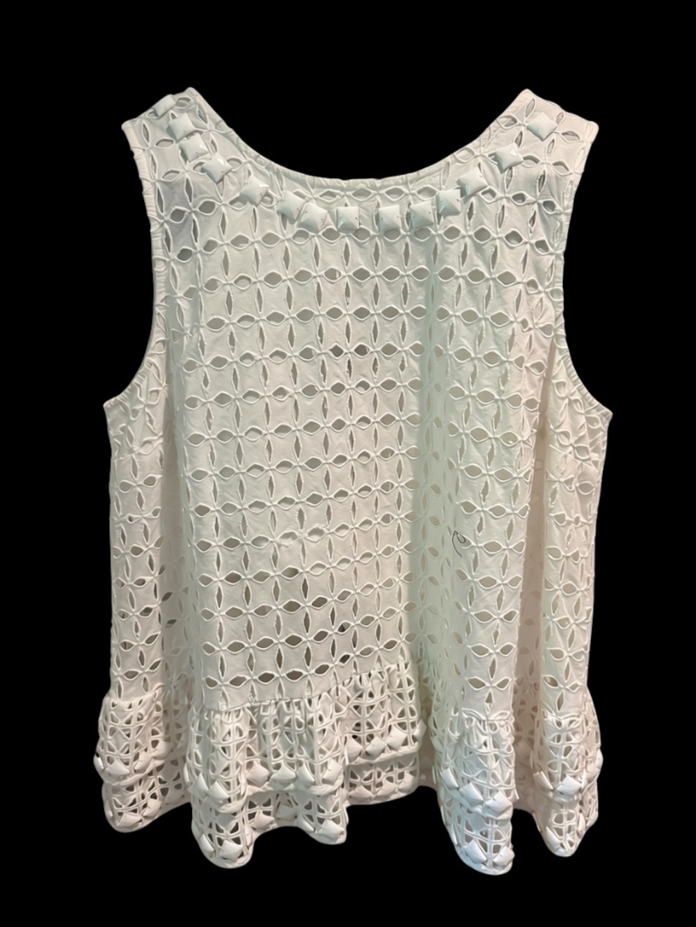 NWT Maeve by Anthro White Eyelet Sleeveless Peplum Top Size Small